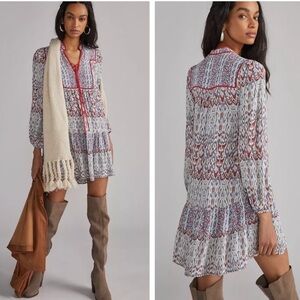 Anthropologie Spliced Tunic Dress Grey Motif